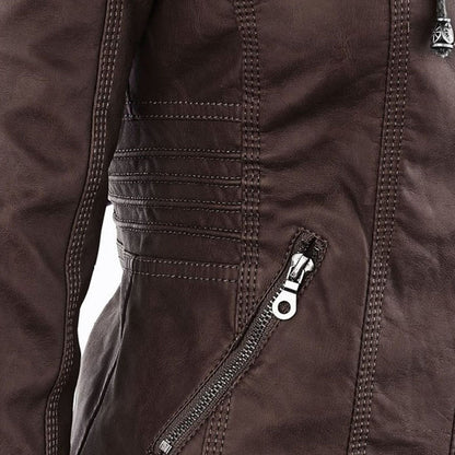 Women's Edgy Hooded Leather Jacket