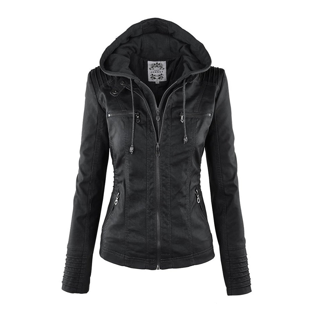 Women's Edgy Hooded Leather Jacket