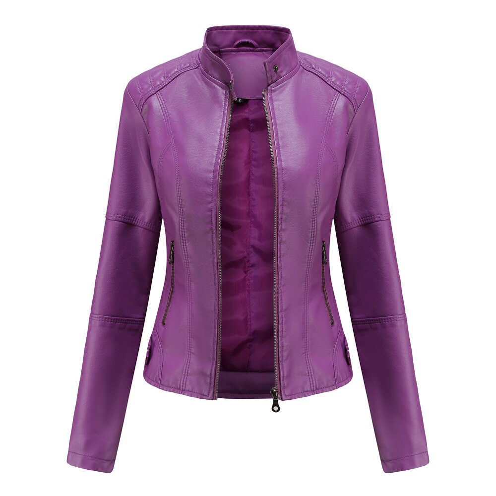 Luxurious Leather Jacket with Mao Collar
