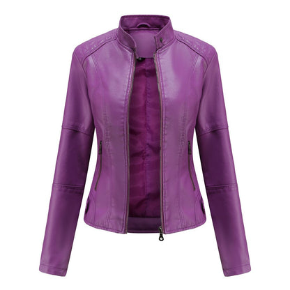Luxurious Leather Jacket with Mao Collar