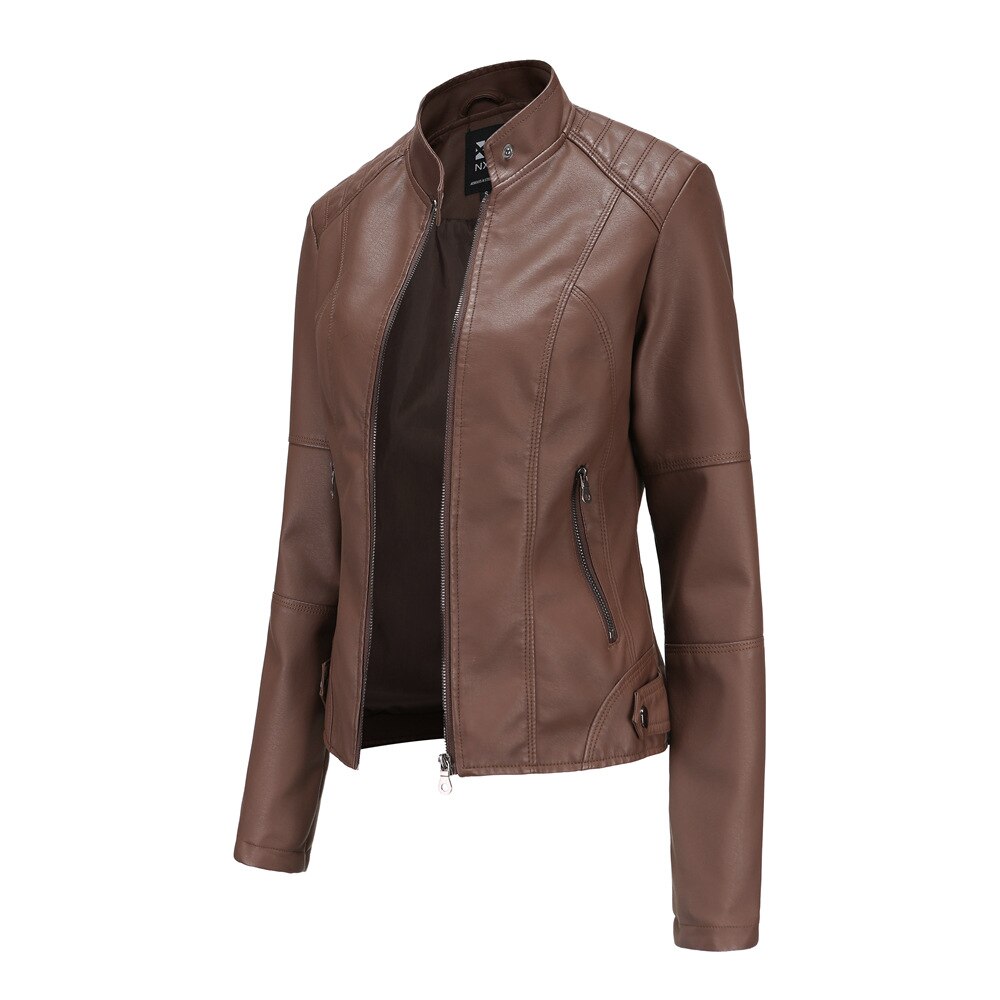 Luxurious Leather Jacket with Mao Collar