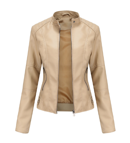 Luxurious Leather Jacket with Mao Collar