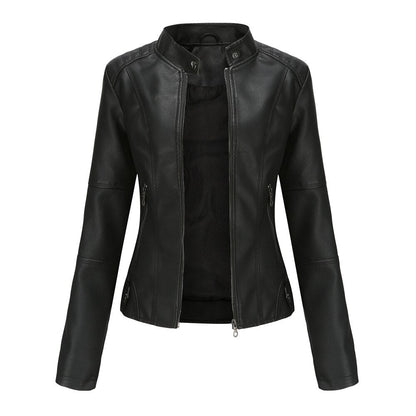 Luxurious Leather Jacket with Mao Collar