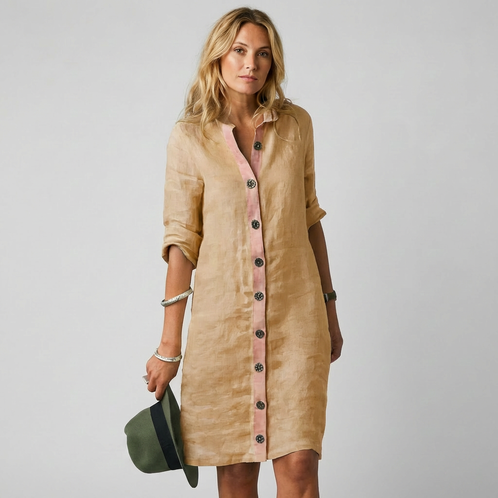 Women's Breathable Linen Shirt Dress