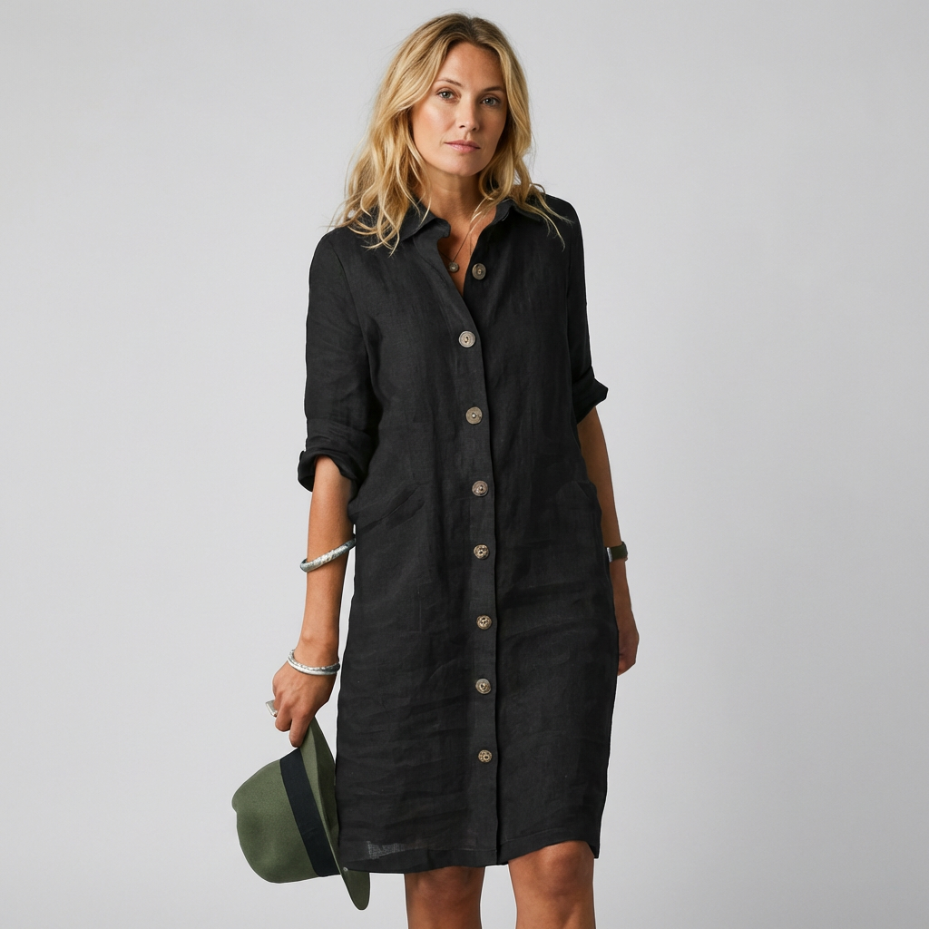 Women's Breathable Linen Shirt Dress