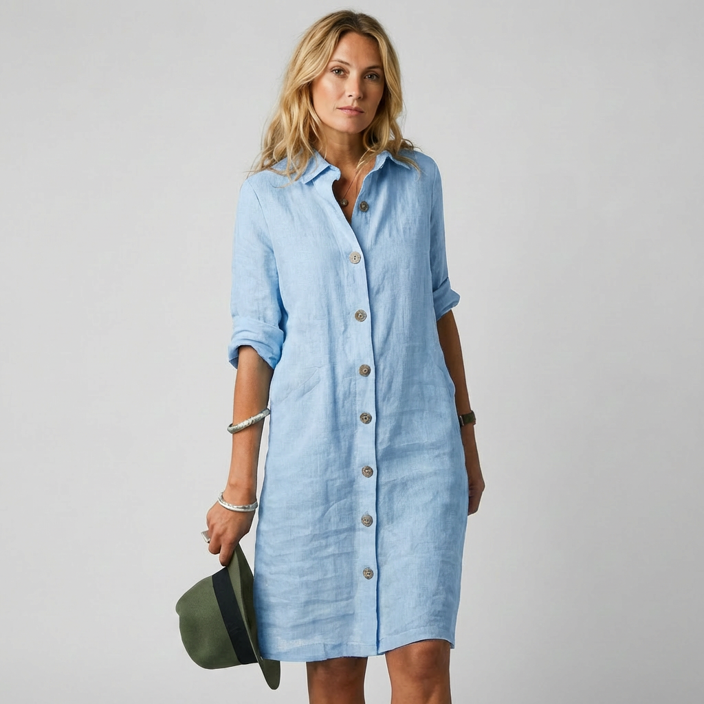 Women's Breathable Linen Shirt Dress
