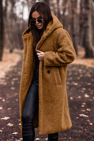 Cozy Hooded Long Teddy Coat