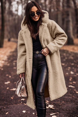 Cozy Hooded Long Teddy Coat