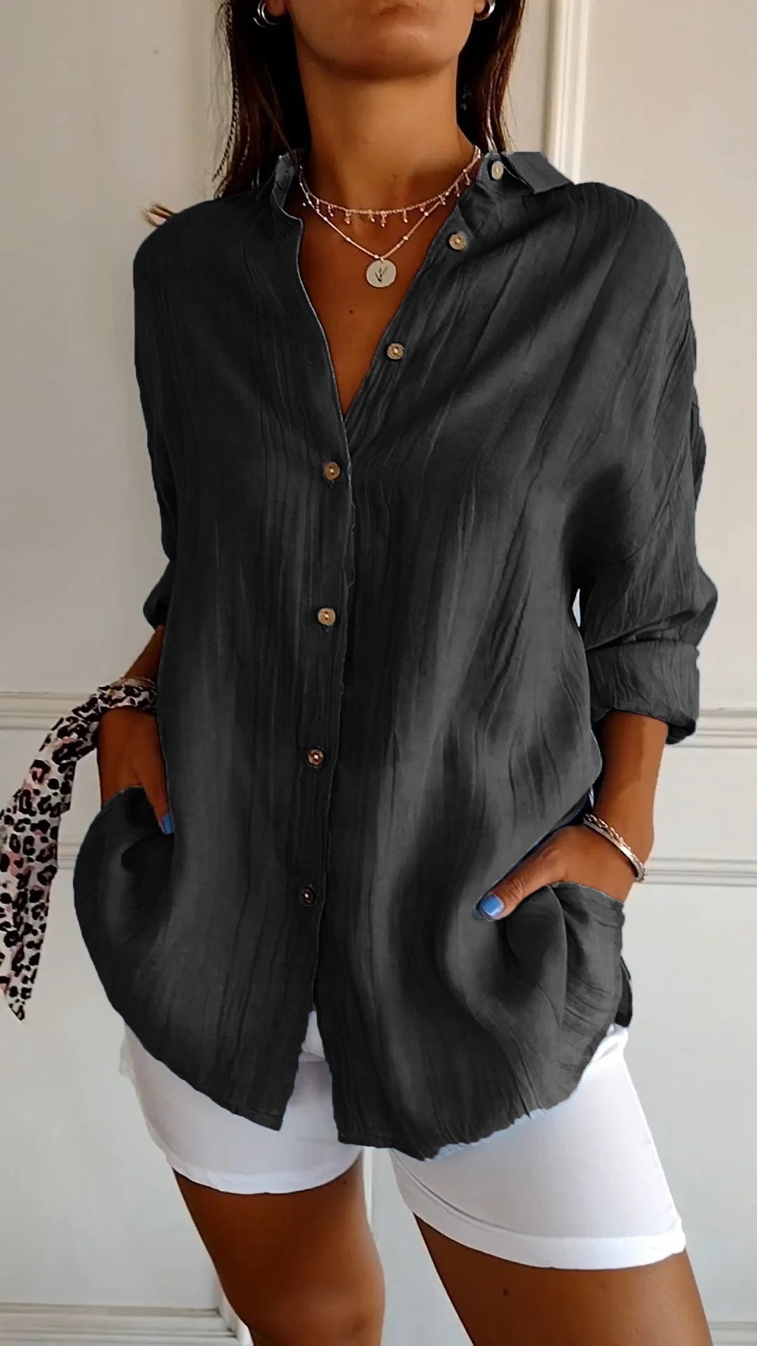 Textured Relaxed Fit Button-Up Shirt