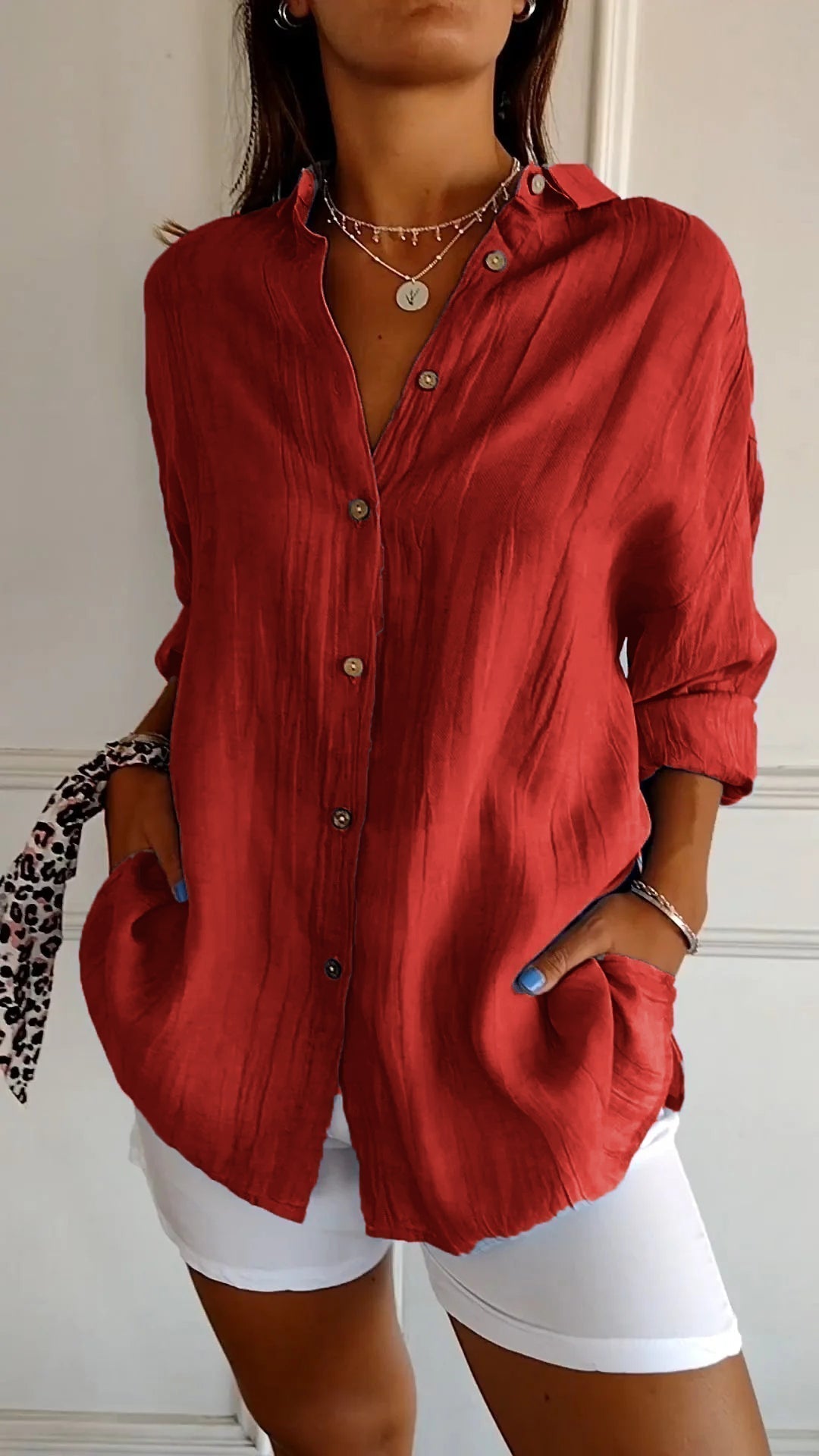 Textured Relaxed Fit Button-Up Shirt