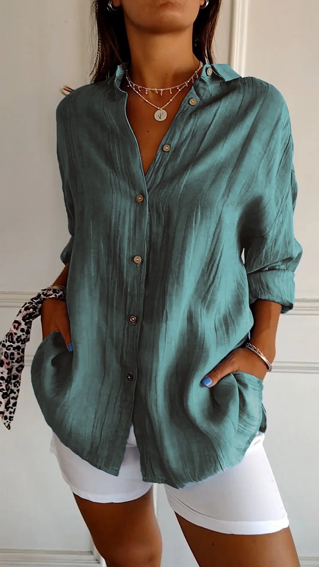 Textured Relaxed Fit Button-Up Shirt