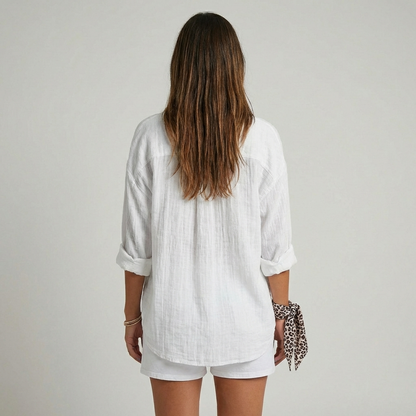 Textured Relaxed Fit Button-Up Shirt