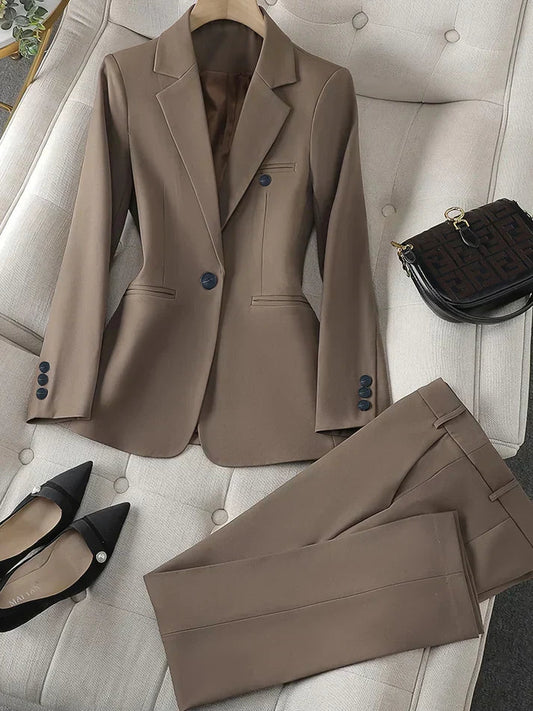 Women's Notched Lapel Blazer and Trouser Suit