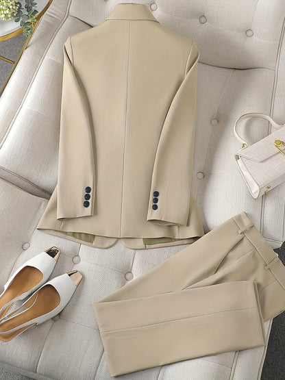 Women's Notched Lapel Blazer and Trouser Suit
