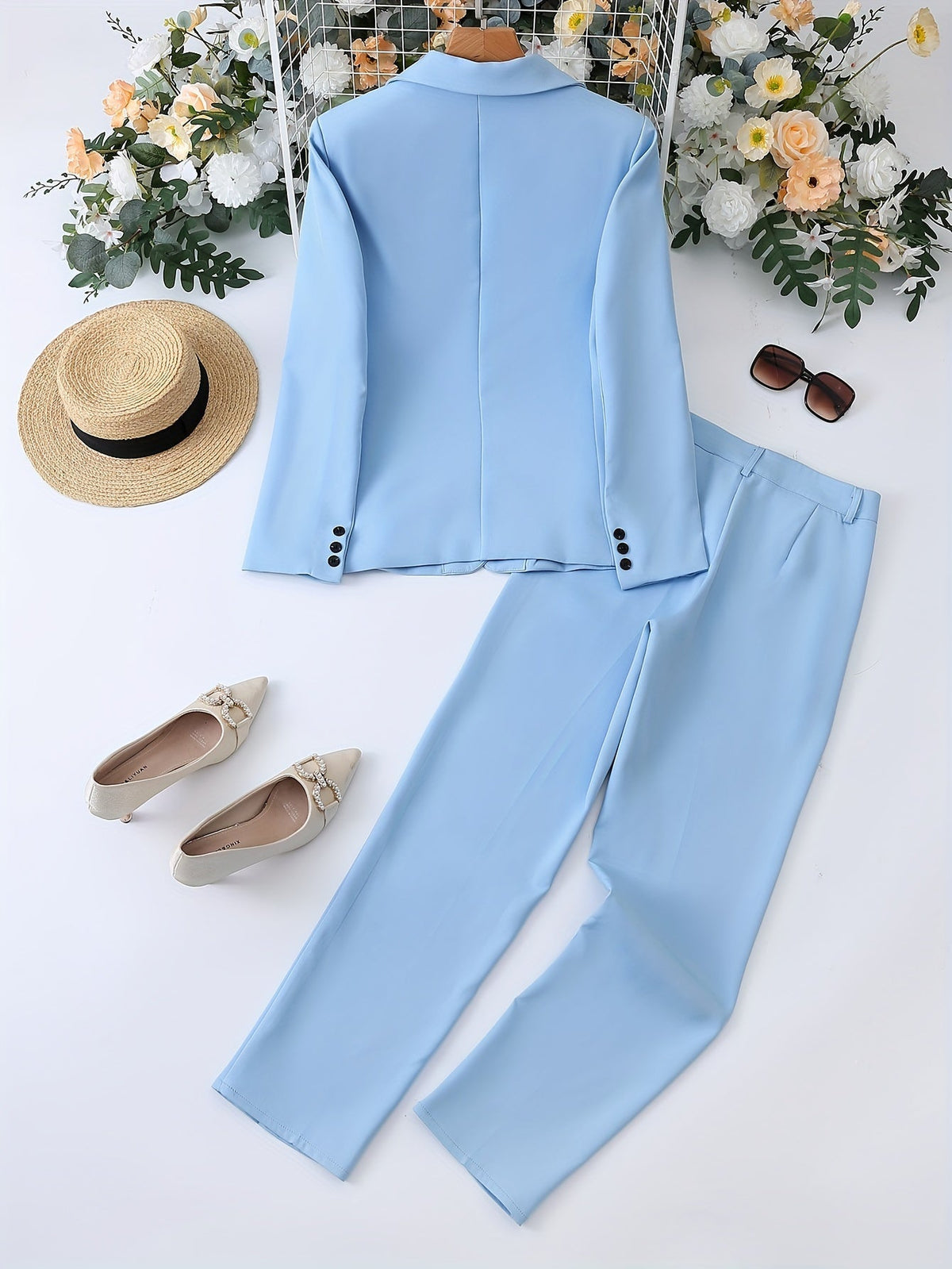 Women's Notched Lapel Blazer and Trouser Suit