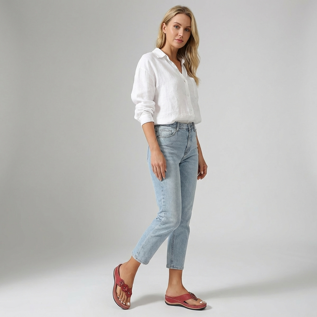 Supportive Flower Flip-Flop Sandals