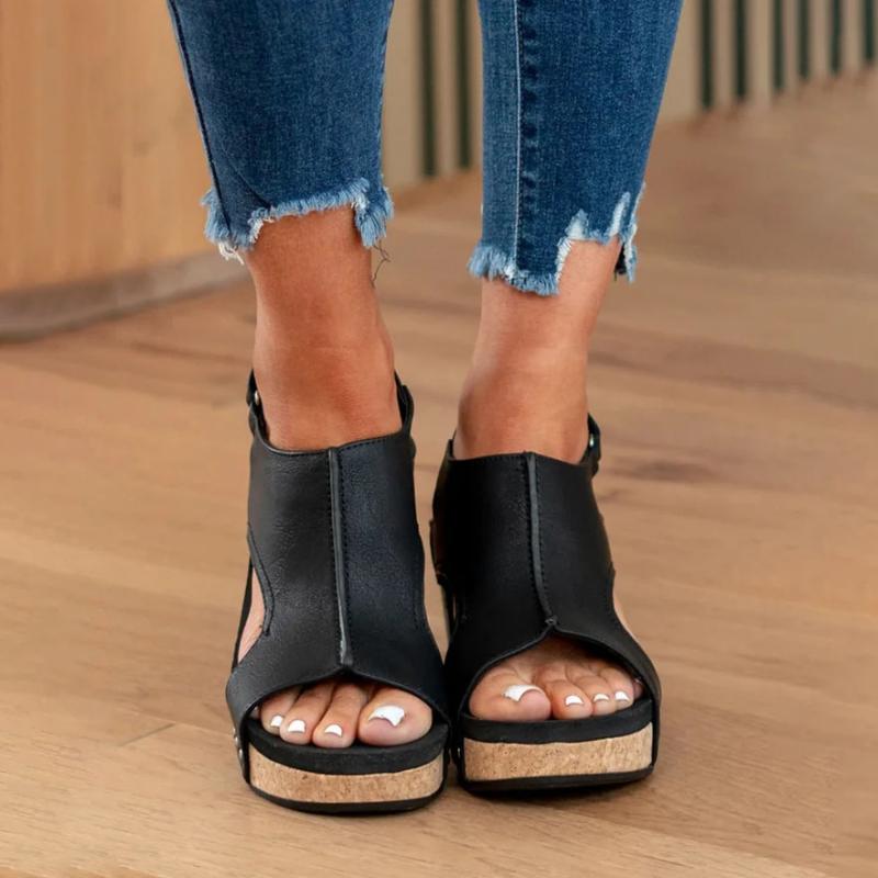 Women's Cork Wedge Heels: Orthopedic Comfort Sandals