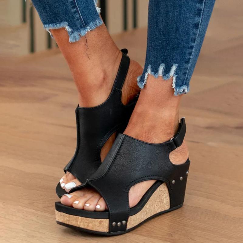 Women's Cork Wedge Heels: Orthopedic Comfort Sandals