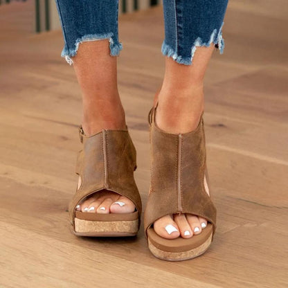 Women's Cork Wedge Heels: Orthopedic Comfort Sandals
