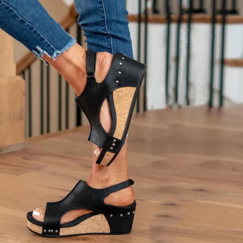 Women's Cork Wedge Heels: Orthopedic Comfort Sandals