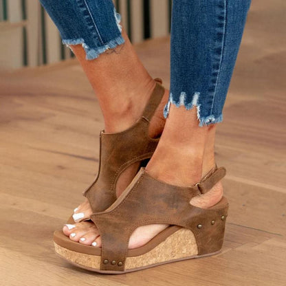 Women's Cork Wedge Heels: Orthopedic Comfort Sandals