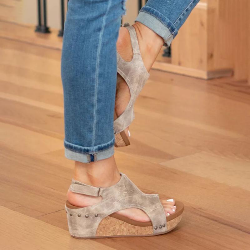 Women's Cork Wedge Heels: Orthopedic Comfort Sandals