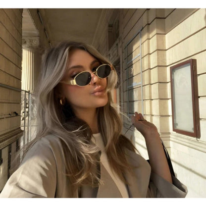 Davy | Women's Oval Sunglasses with Gold Frame