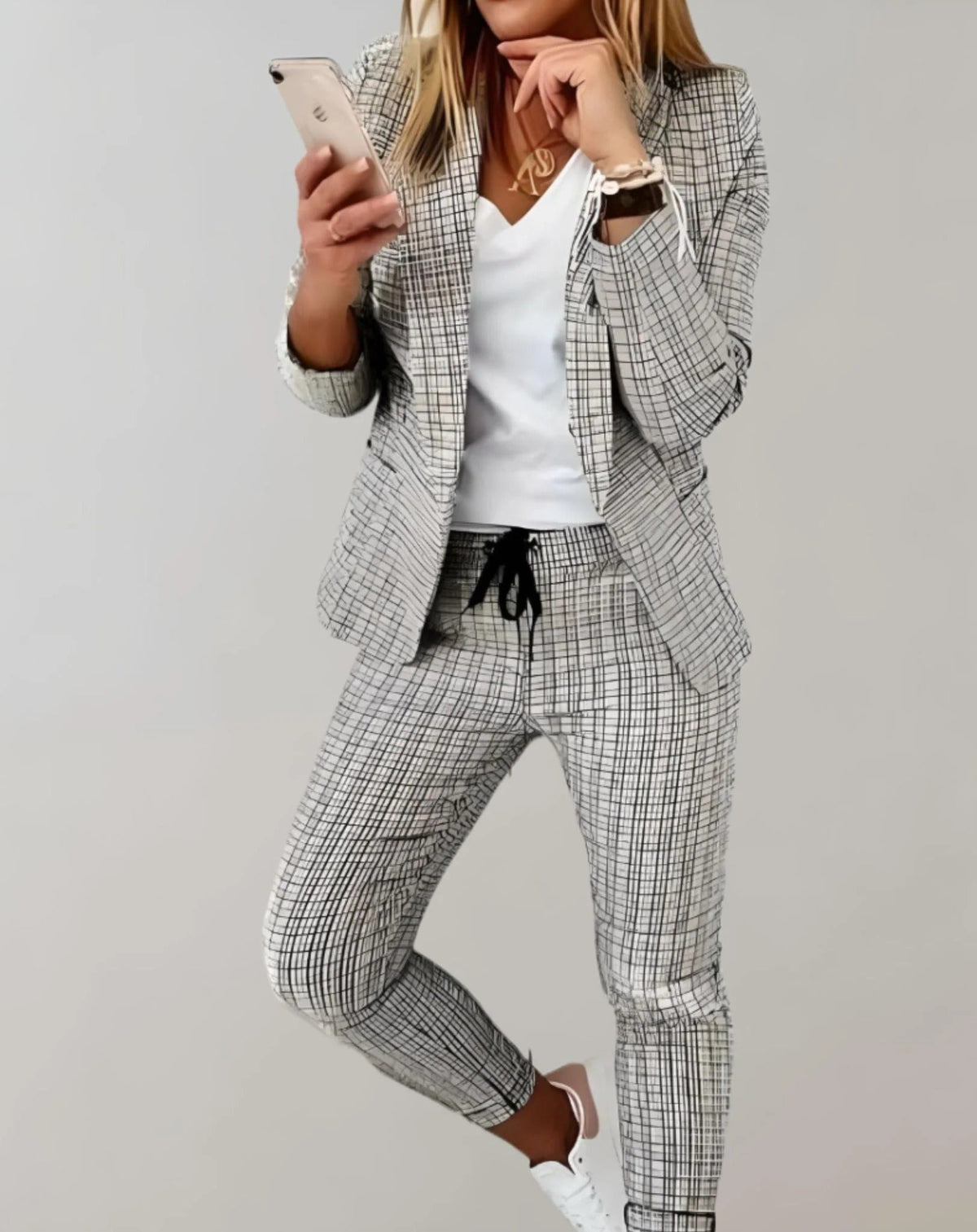 Plaid Relaxed Blazer & Trouser Set