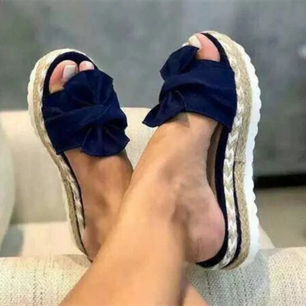 Women's Platform Sandals with Bow Detail