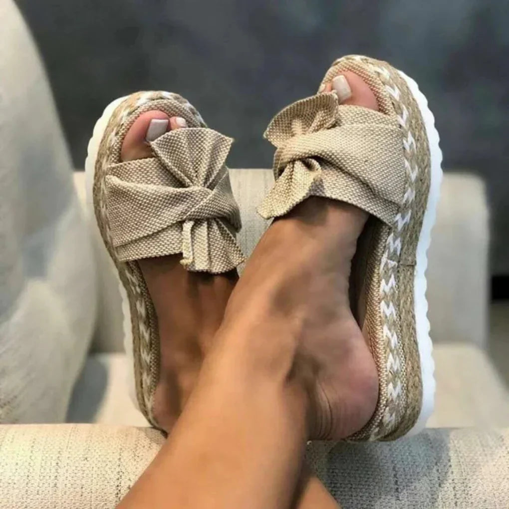 Women's Platform Sandals with Bow Detail