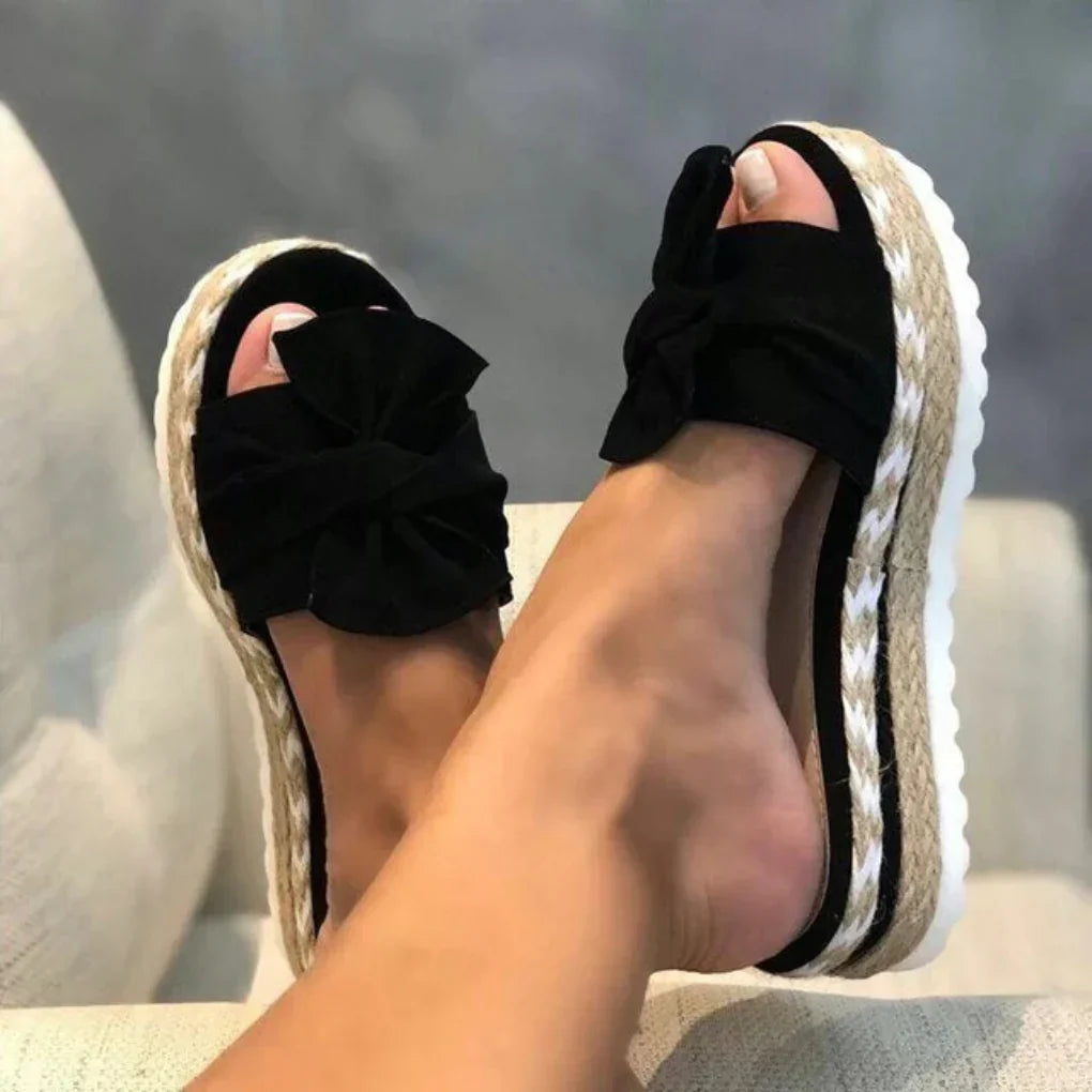 Women's Platform Sandals with Bow Detail