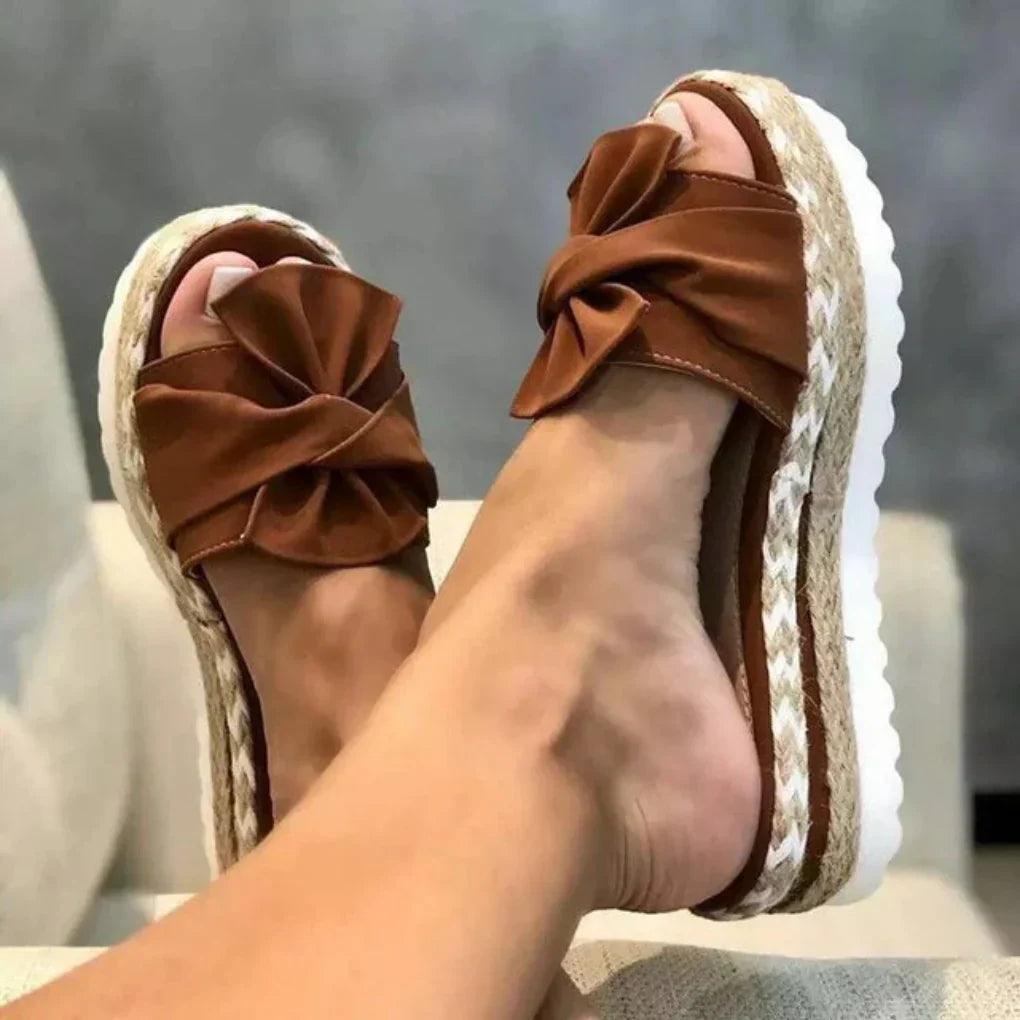 Women's Platform Sandals with Bow Detail