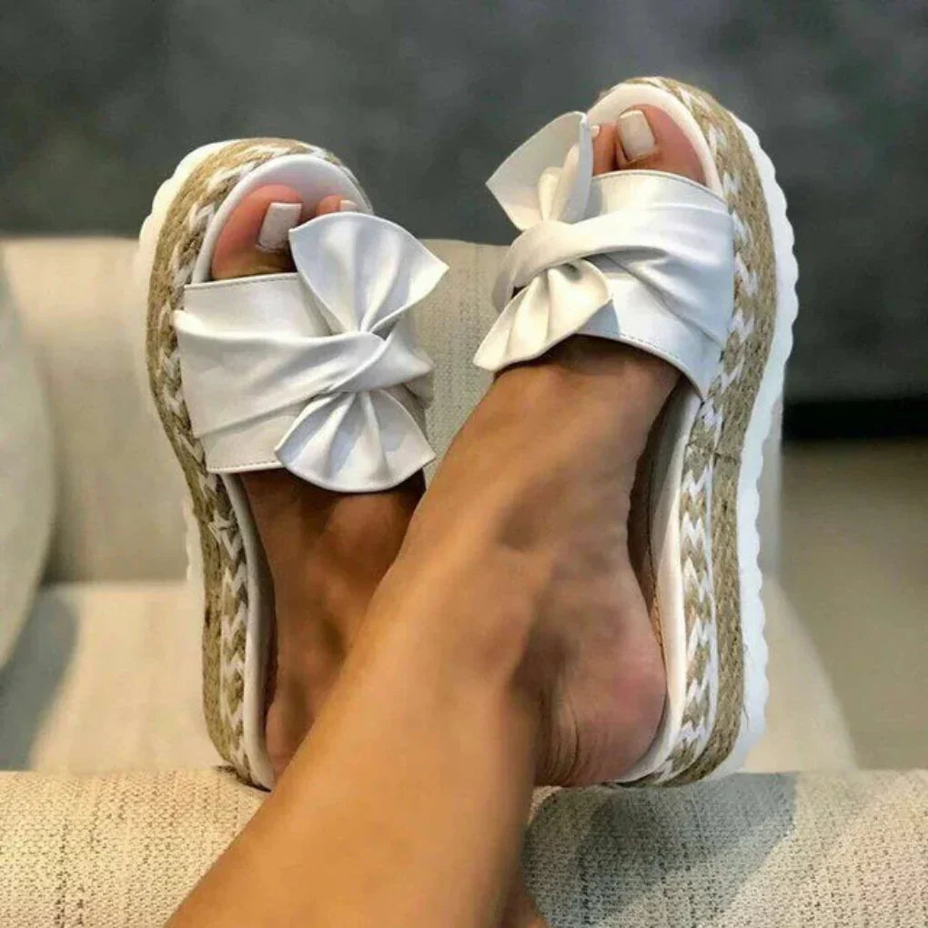 Women's Platform Sandals with Bow Detail