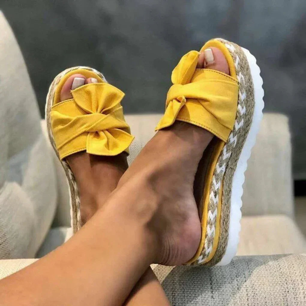 Women's Platform Sandals with Bow Detail