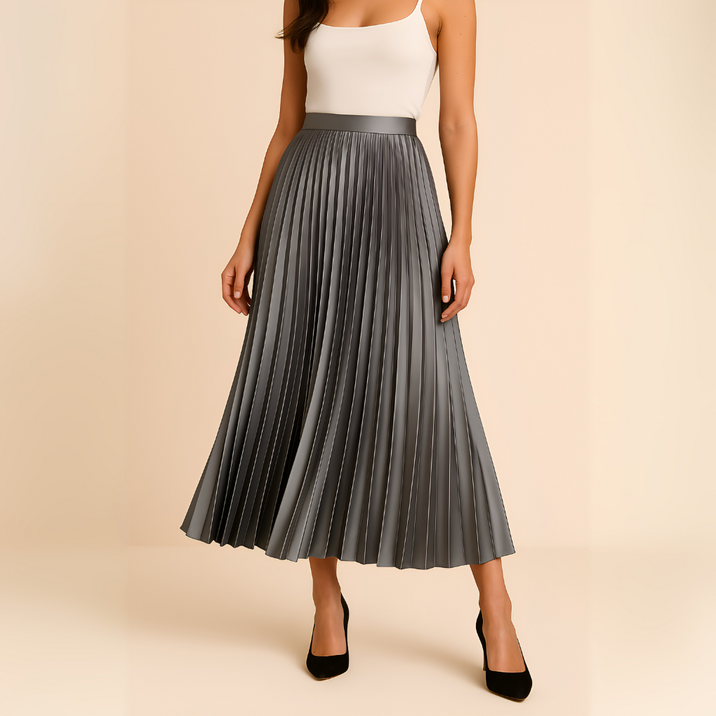 Women's Elegant Pleated Midi Skirt
