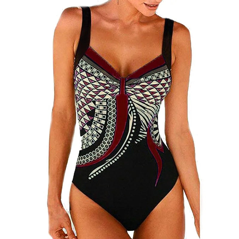 Women's Geometric Pattern One-Piece Swimsuit
