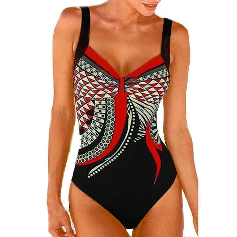 Women's Geometric Pattern One-Piece Swimsuit
