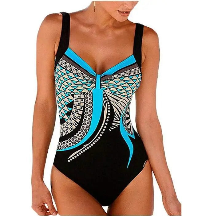 Women's Geometric Pattern One-Piece Swimsuit