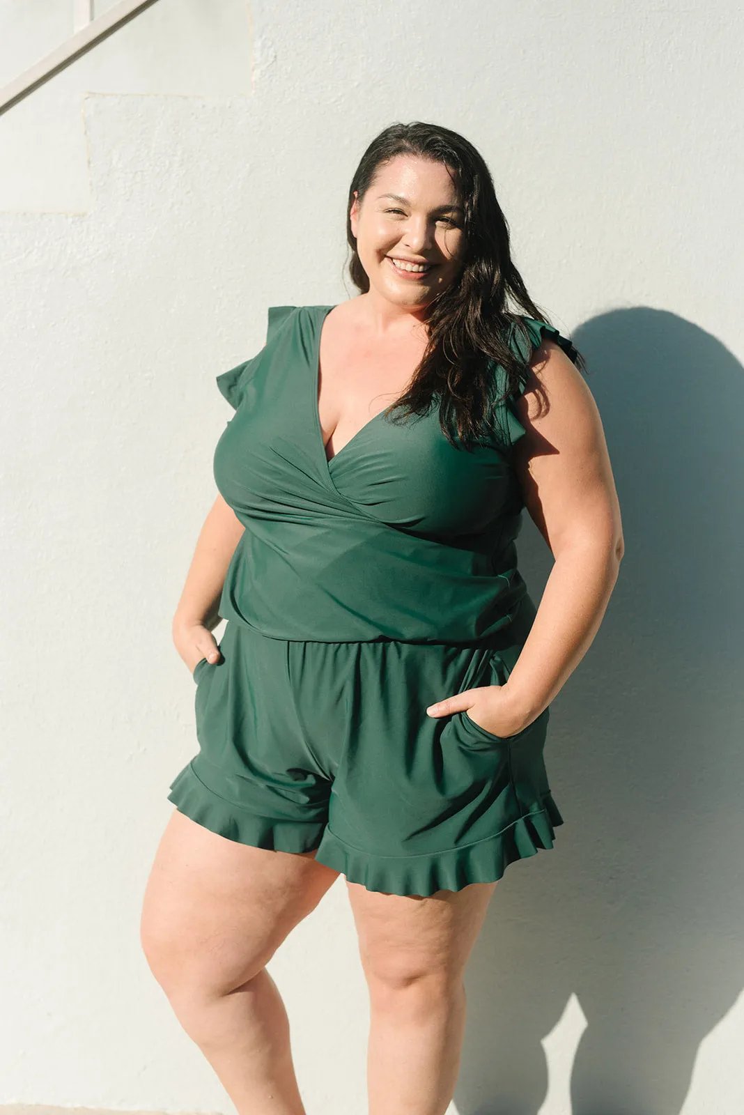 Women's Ruffled Wrap Romper