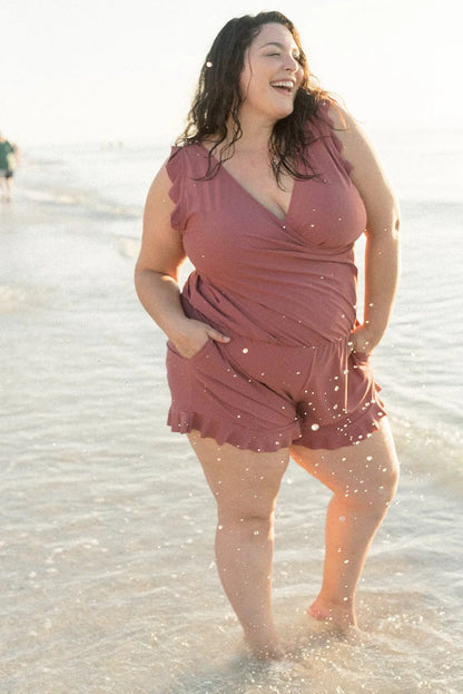 Women's Ruffled Wrap Romper