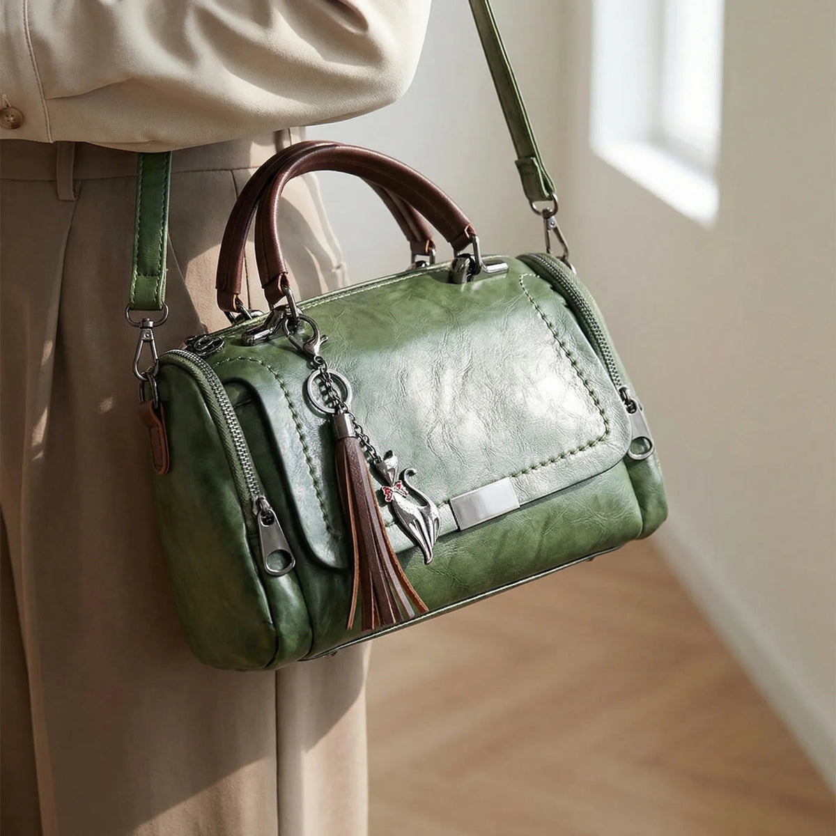 Davy | Women's Satchel Bag with Tassel Charm