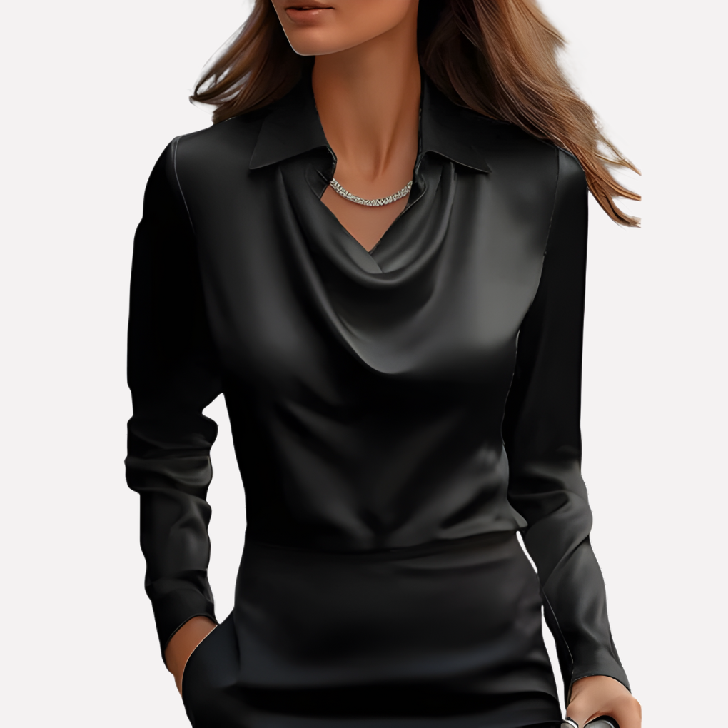 Women's Elegant Satin Draped Blouse