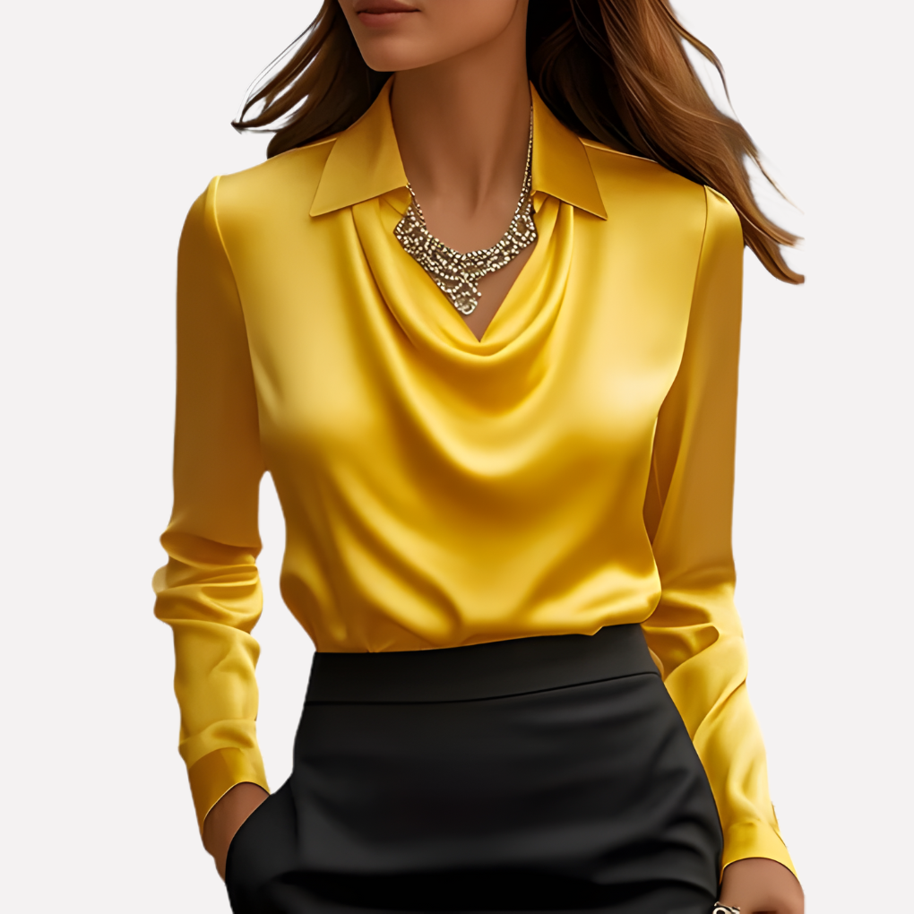 Women's Elegant Satin Draped Blouse