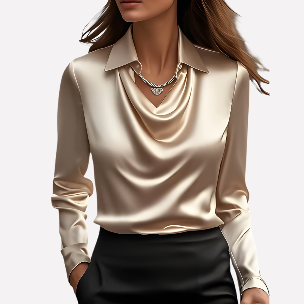 Women's Elegant Satin Draped Blouse