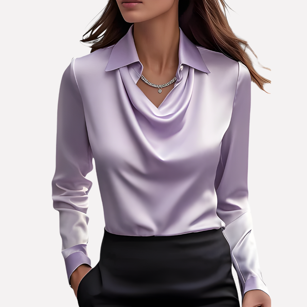 Women's Elegant Satin Draped Blouse
