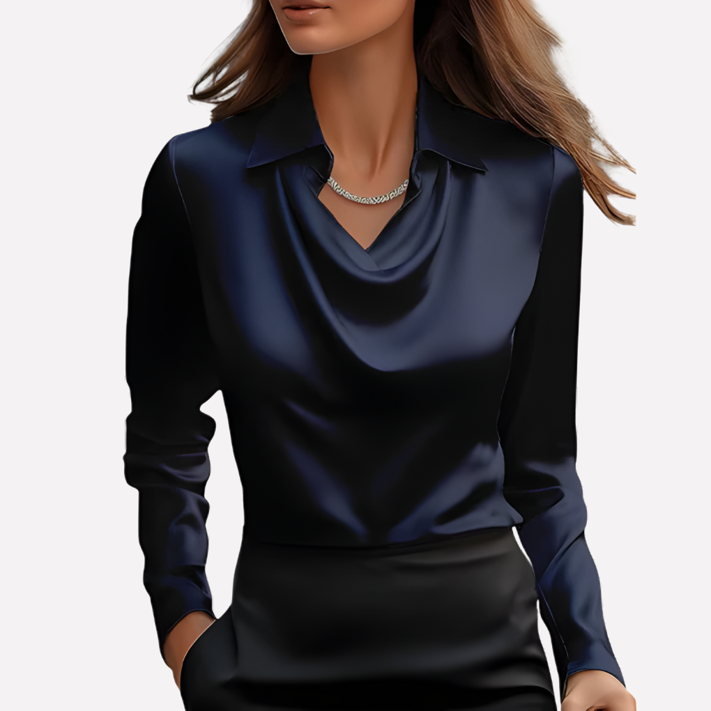 Women's Elegant Satin Draped Blouse