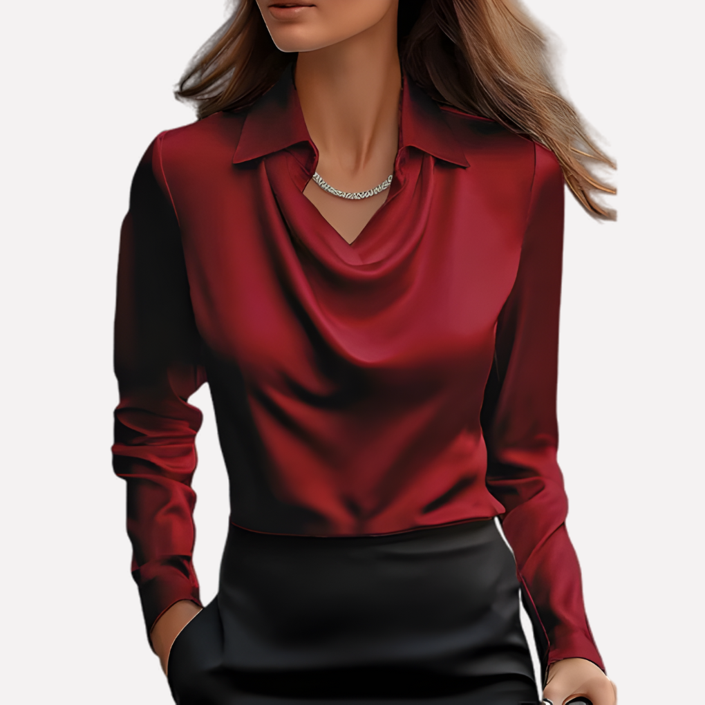 Women's Elegant Satin Draped Blouse