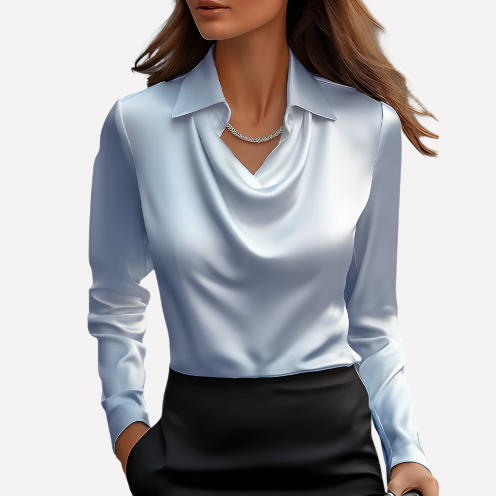 Women's Elegant Satin Draped Blouse
