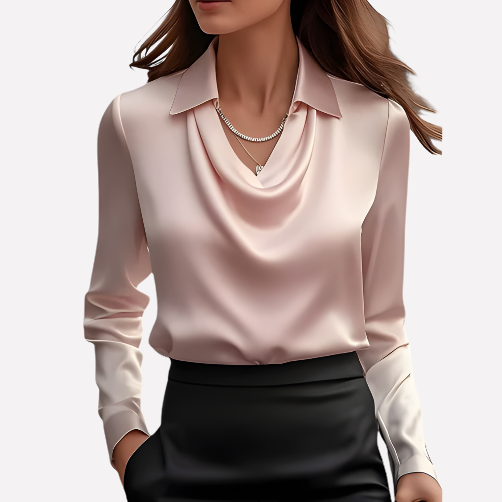 Women's Elegant Satin Draped Blouse