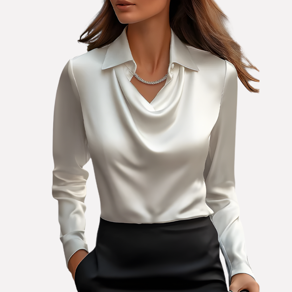 Women's Elegant Satin Draped Blouse